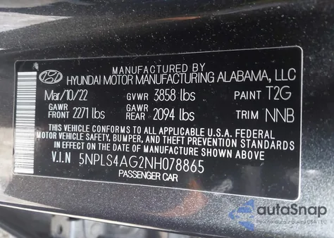 2022 Hyundai Elantra Sel z USA, uszkodzony, nr VIN 5NPLS4AG2NH078865